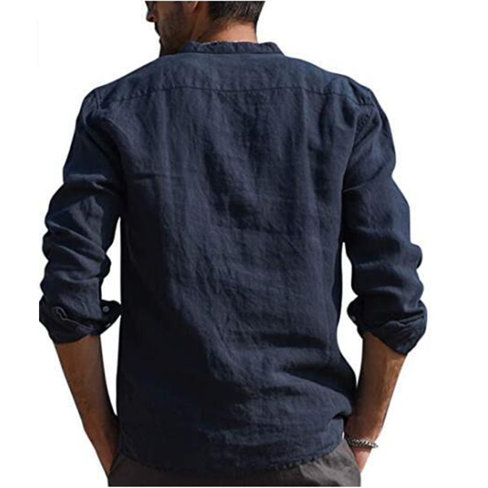 Cotton Linen Men's Long Sleeved Shirts Plus Size - Image 5