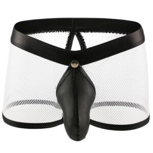 Mesh Boxer Men Big Penis Pouch Open Back Male Sexy Underwear