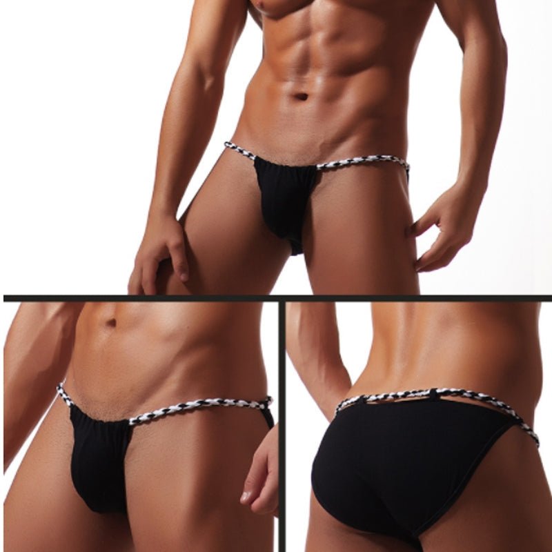 Men's underwear sexy youth tie-rope briefs cotton rope belt sexy high-fork pants - Image 8