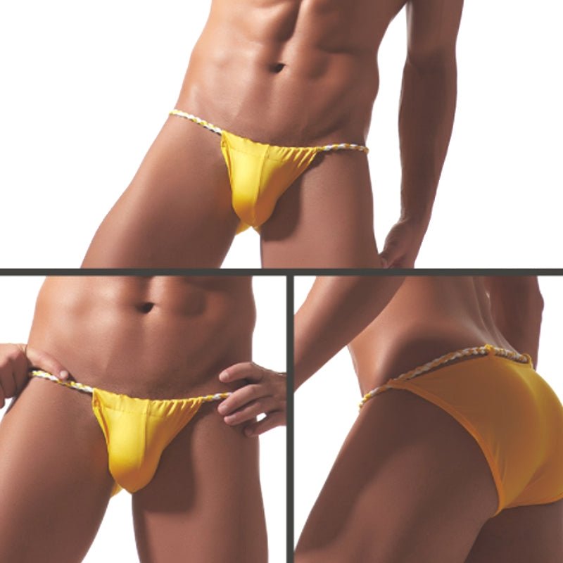 Men's underwear sexy youth tie-rope briefs cotton rope belt sexy high-fork pants - Image 2