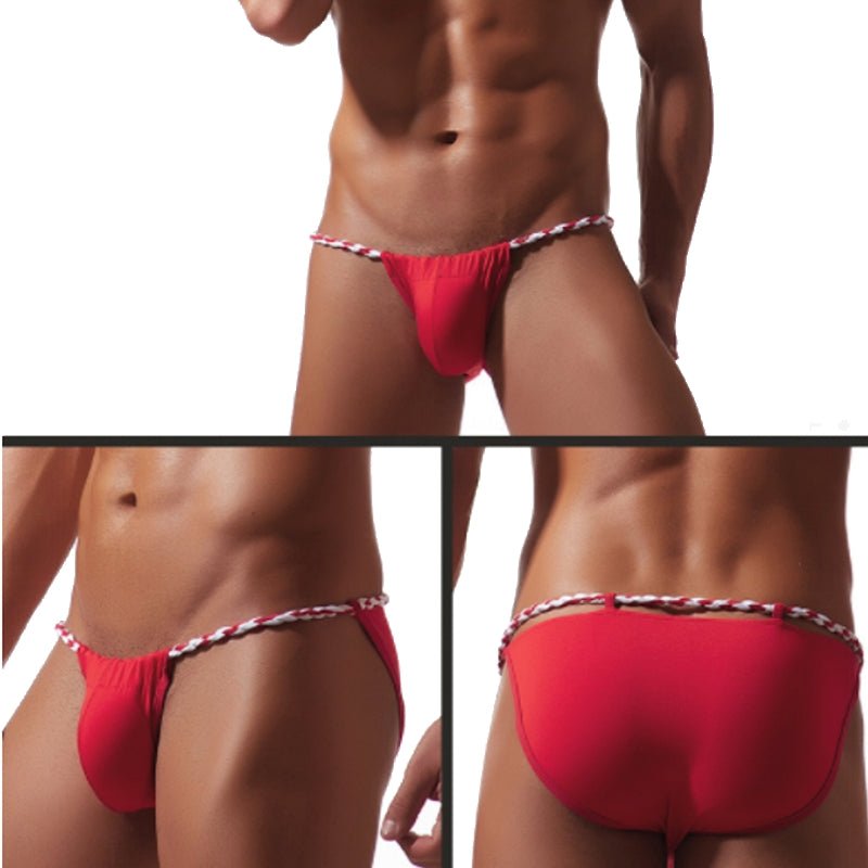 Men's underwear sexy youth tie-rope briefs cotton rope belt sexy high-fork pants - Image 11