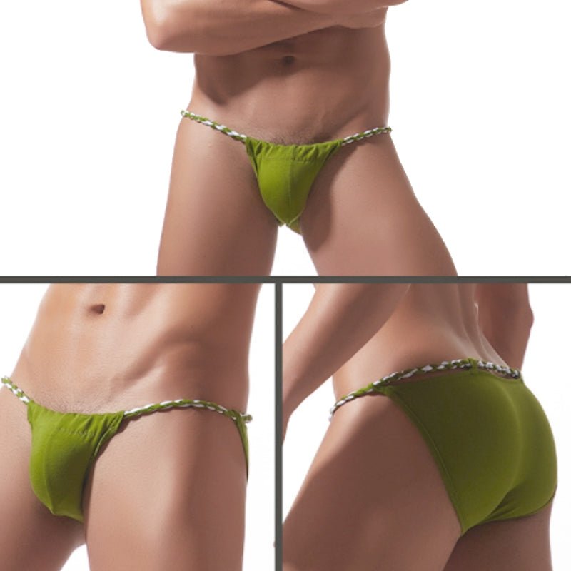 Men's underwear sexy youth tie-rope briefs cotton rope belt sexy high-fork pants - Image 5
