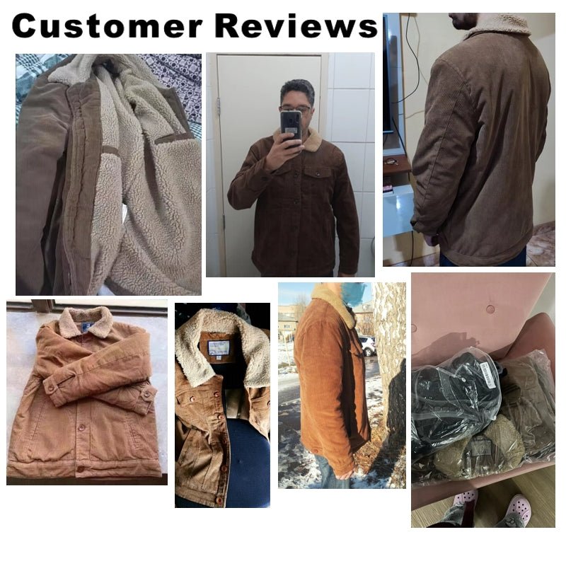 Men Corduroy Short Jacket Warm Loose Parka - Image 3