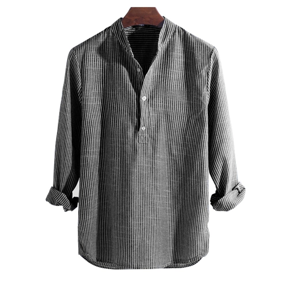 Striped Slim Fit Stand Collar Shirt Male Clothes Plus Size 5XL - Image 10