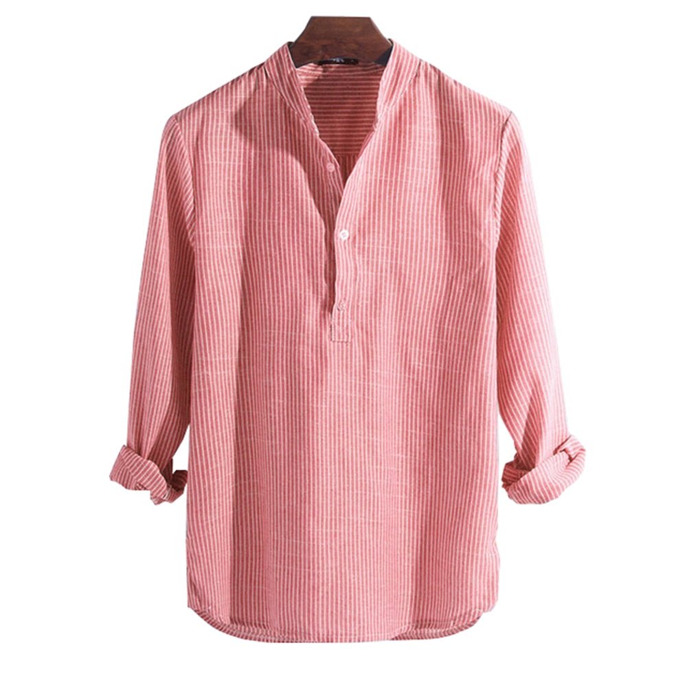 Striped Slim Fit Stand Collar Shirt Male Clothes Plus Size 5XL - Image 8