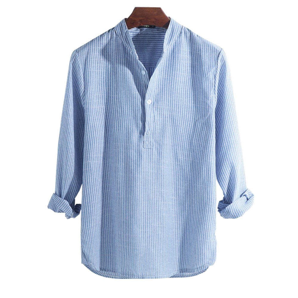 Striped Slim Fit Stand Collar Shirt Male Clothes Plus Size 5XL - Image 14