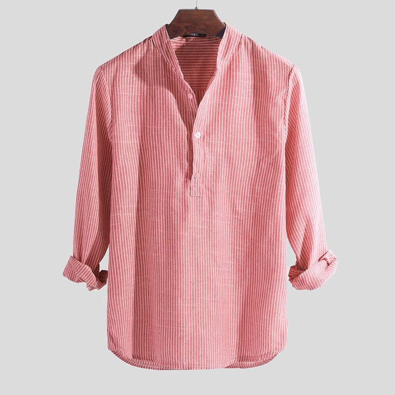 Striped Slim Fit Stand Collar Shirt Male Clothes Plus Size 5XL - Image 17