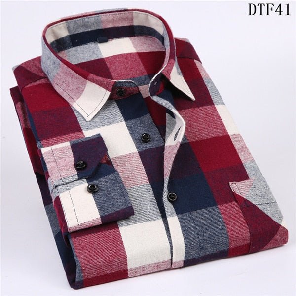 Cotton Plaid Man Shirt - Image 18