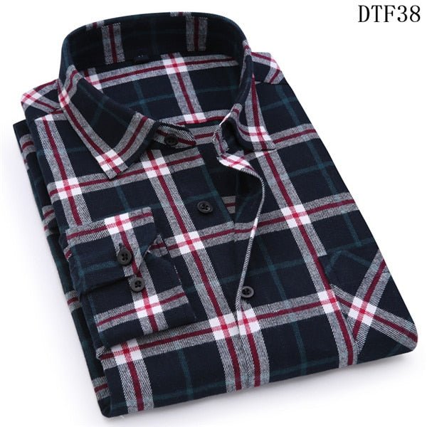 Cotton Plaid Man Shirt - Image 15