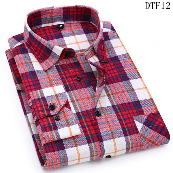 Cotton Plaid Man Shirt - Image 12