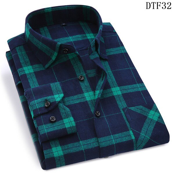 Cotton Plaid Man Shirt - Image 14