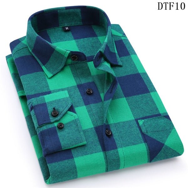 Cotton Plaid Man Shirt - Image 11