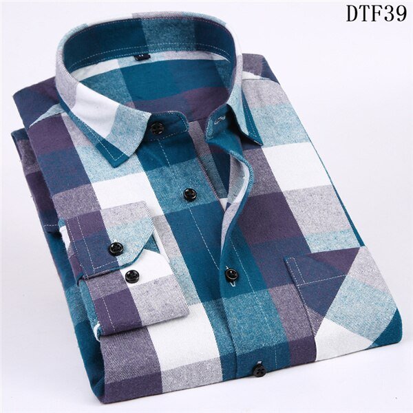 Cotton Plaid Man Shirt - Image 16