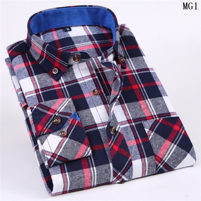 Cotton Plaid Man Shirt - Image 20