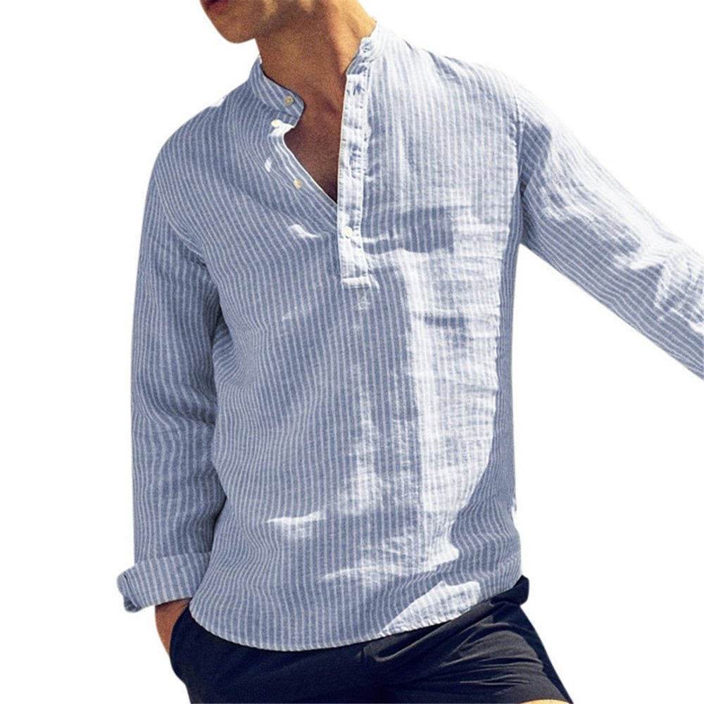 Striped Slim Fit Stand Collar Shirt Male Clothes Plus Size 5XL - Image 5