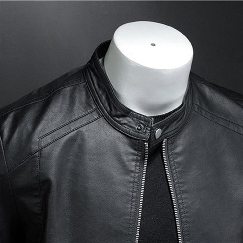 Casual Coat Men Moto Biker Leather Coat - Image 6