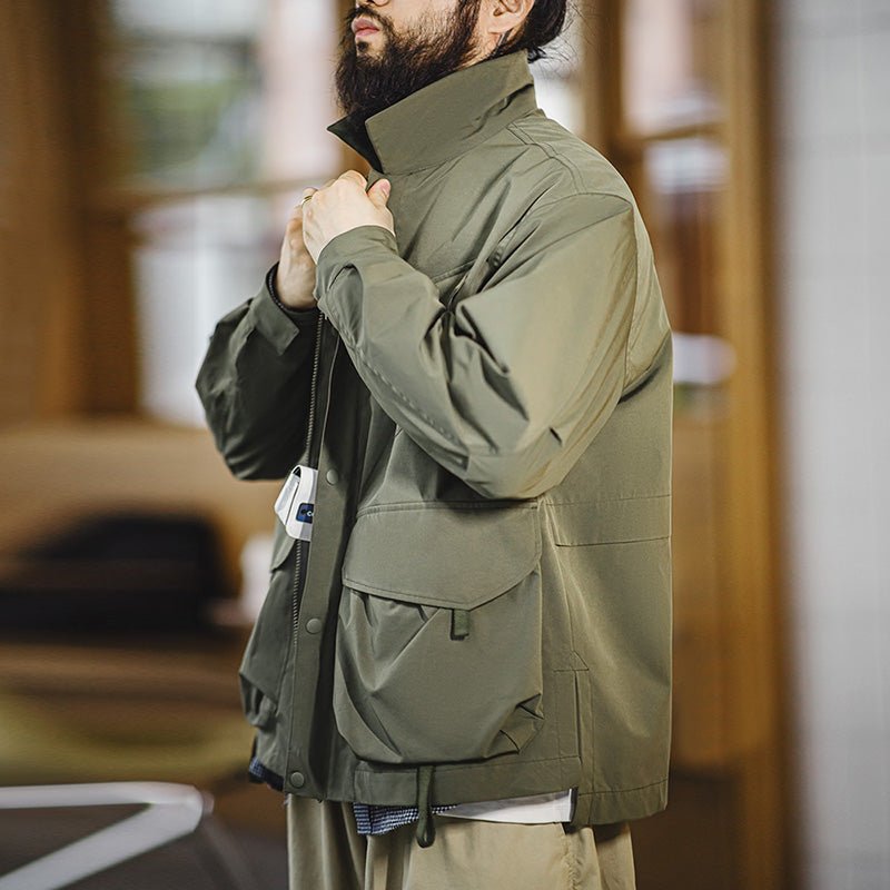 Casual Lapel Jacket Windbreaker Large Pockets Coats - Image 3