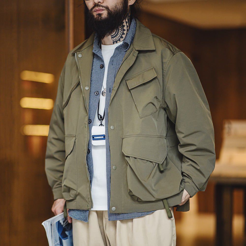 Casual Lapel Jacket Windbreaker Large Pockets Coats - Image 5