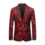 Men Jacquard Suit Jacket Slim Fit Dress Coat