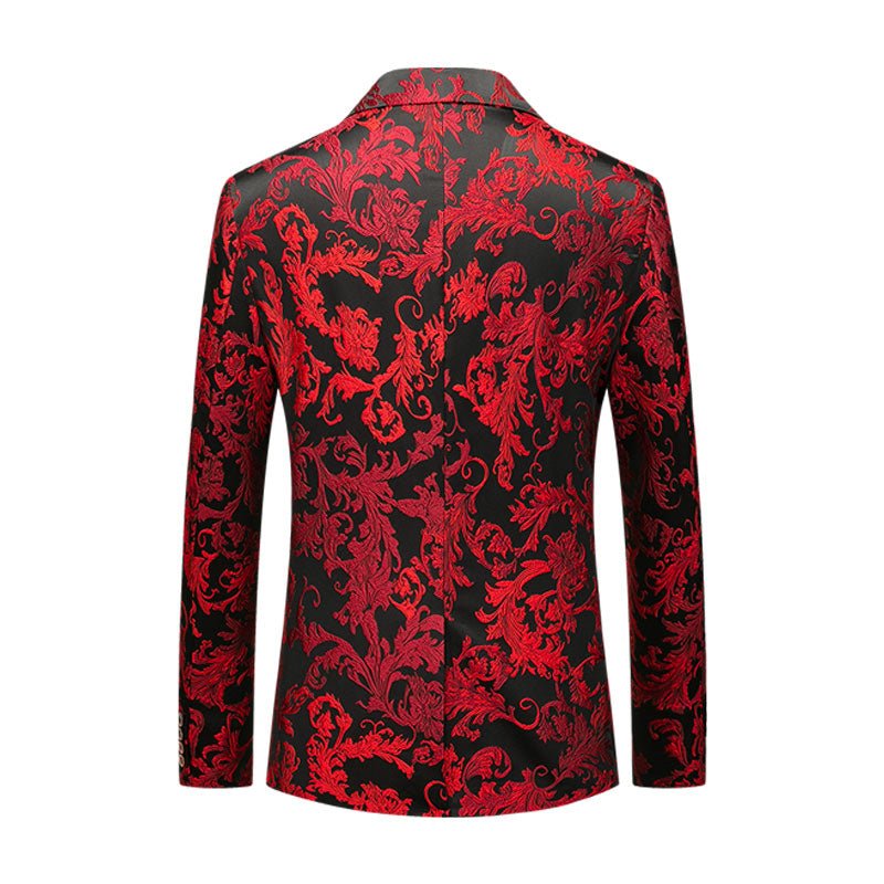 Men Jacquard Suit Jacket Slim Fit Dress Coat - Image 2