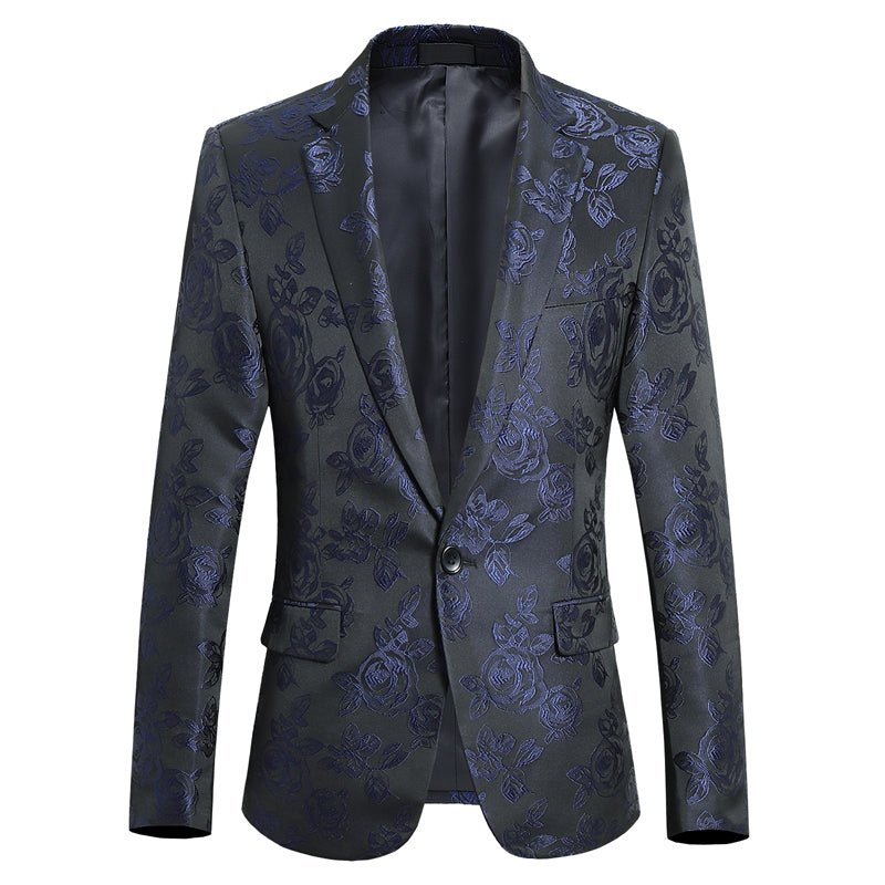 Men Jacquard Suit Jacket Slim Fit Dress Coat - Image 3