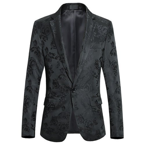 Men Jacquard Suit Jacket Slim Fit Dress Coat - Image 5