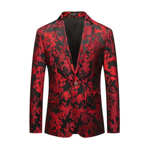 Men Jacquard Suit Jacket Slim Fit Dress Coat - Image 7