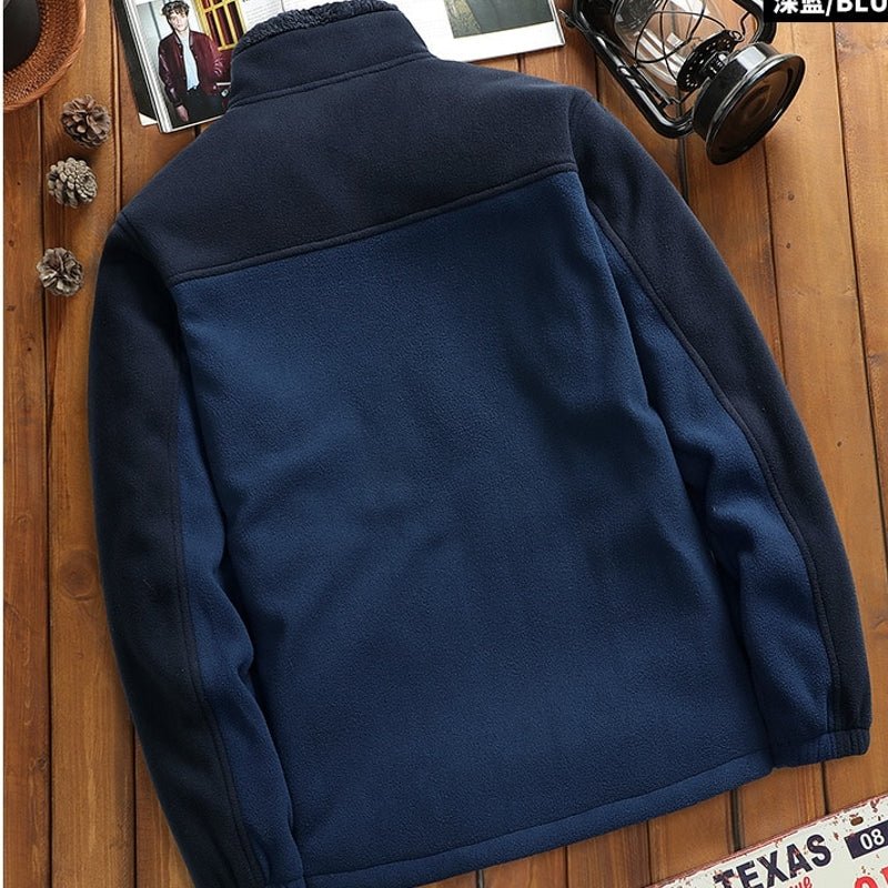 Men Black Fleece Hiking Outdoors Sports Coat - Image 5