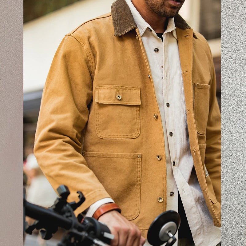 Canvas Jacket Multi Pocket Khaki Lapel Thin Coat - Image 11