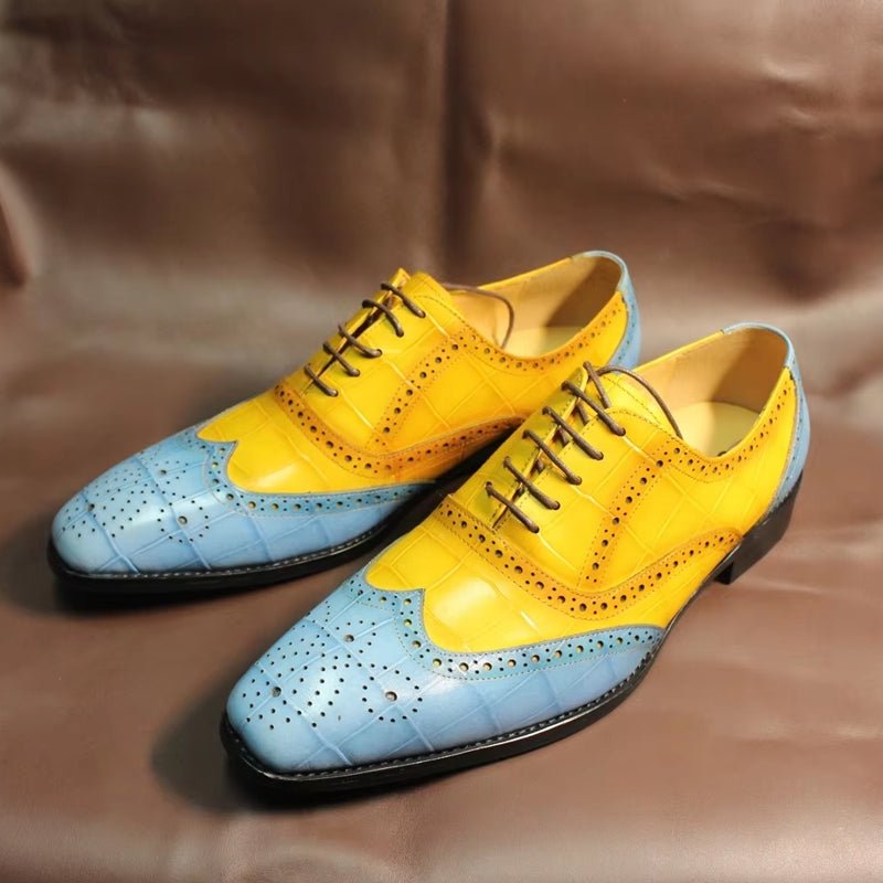 Luxury Leather Crocodile Pattern Oxford Shoes - Image 3