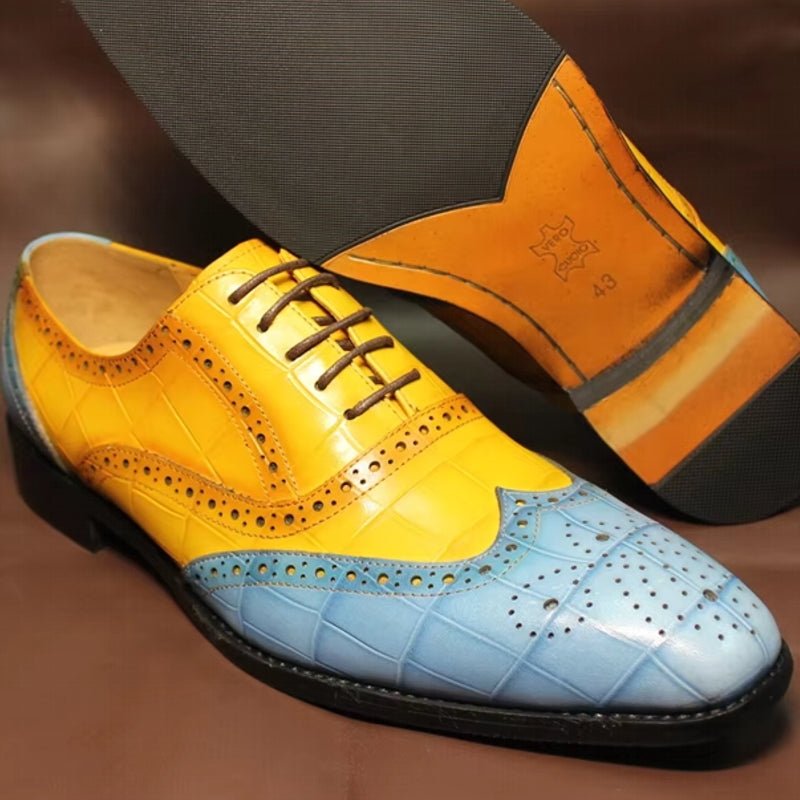 Luxury Leather Crocodile Pattern Oxford Shoes - Image 6