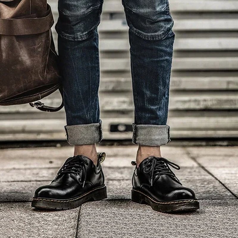 Men Genuine Leather Round Toe Walking Shoes - Image 10