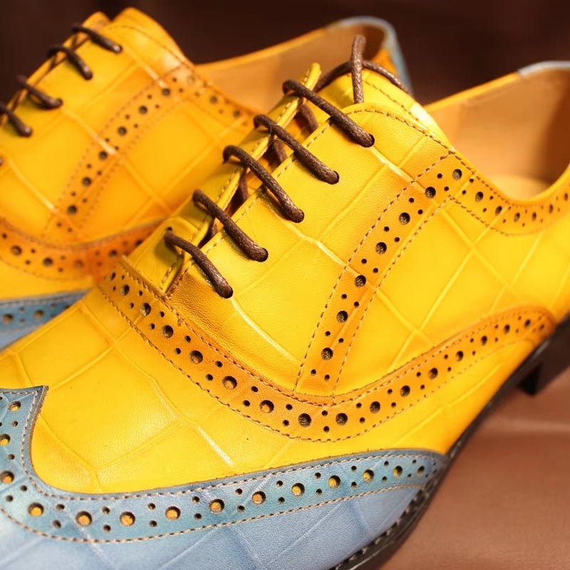 Luxury Leather Crocodile Pattern Oxford Shoes - Image 10