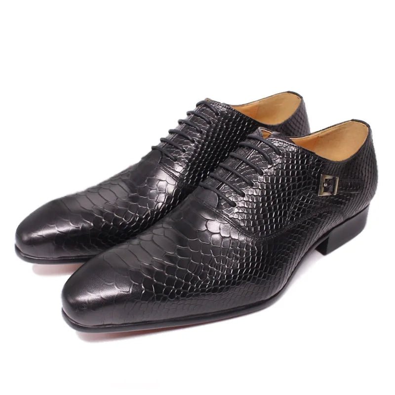Men Leather Oxford Shoes Snake Skin Print Business - Image 7