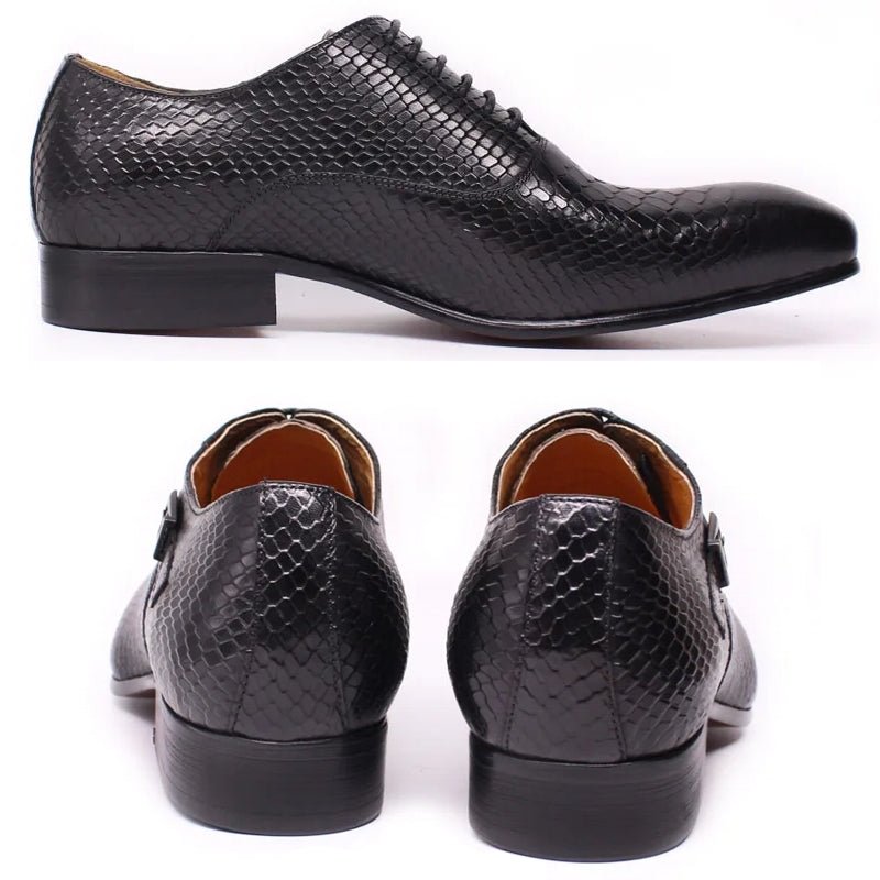 Men Leather Oxford Shoes Snake Skin Print Business - Image 4