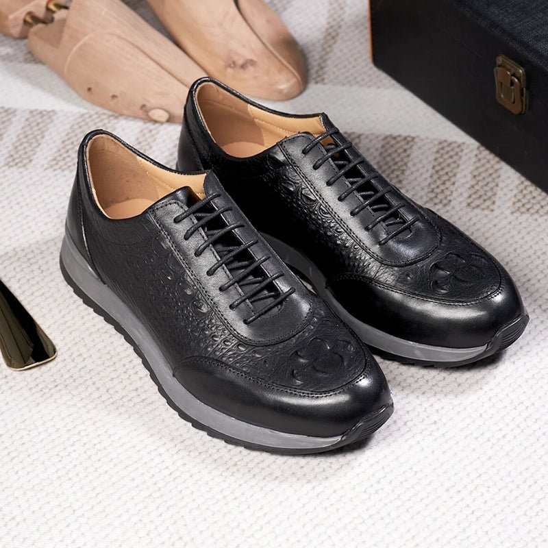 Men Genuine Leather Crocodile Pattern Casual Sneakers - Image 6