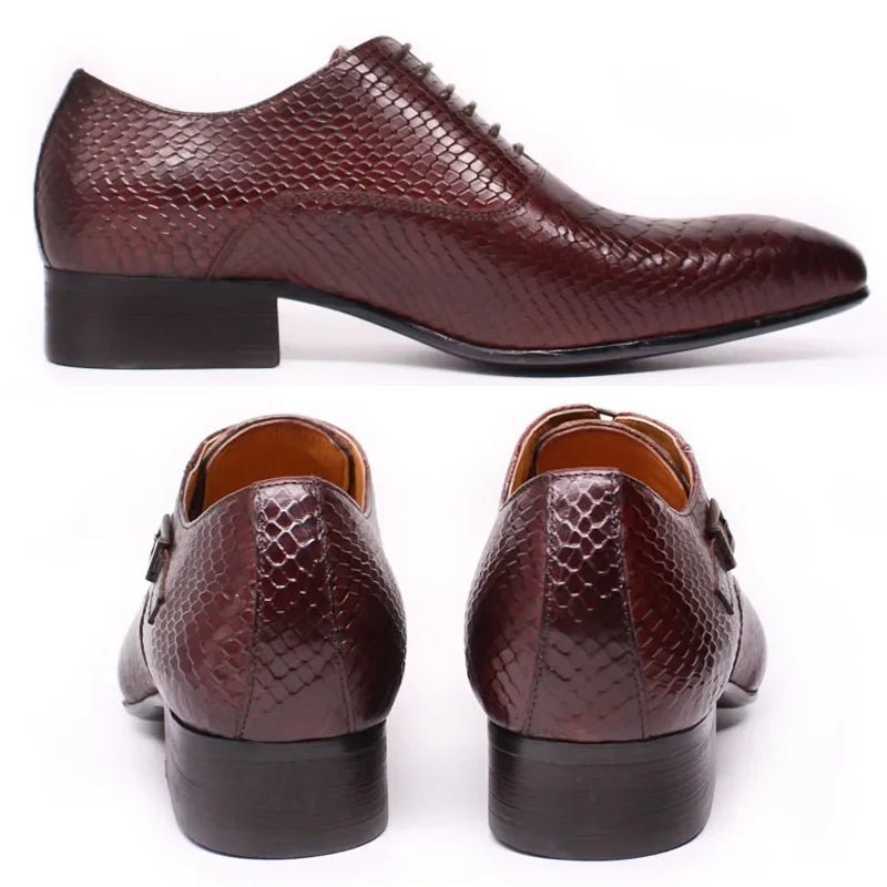 Men Leather Oxford Shoes Snake Skin Print Business - Image 2
