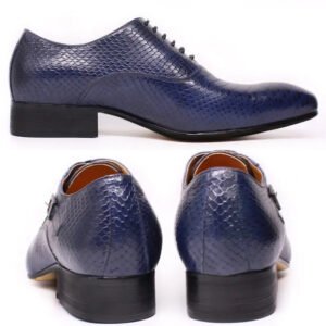 Men Leather Oxford Shoes Snake Skin Print Business