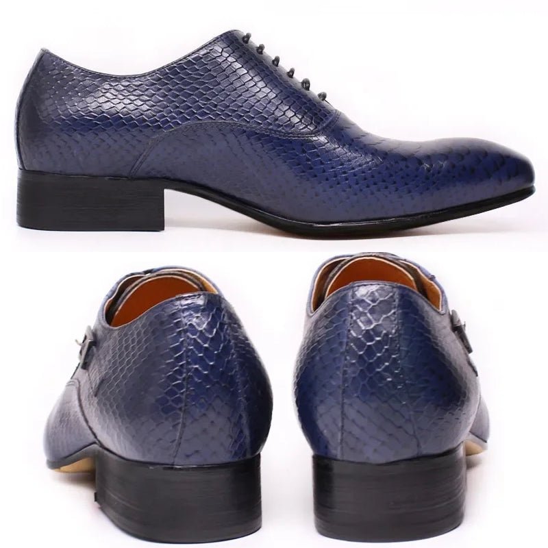 Men Leather Oxford Shoes Snake Skin Print Business