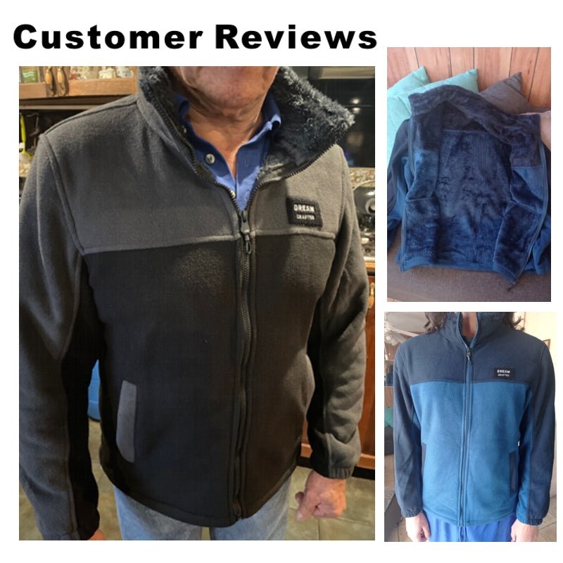 Men Black Fleece Hiking Outdoors Sports Coat - Image 3