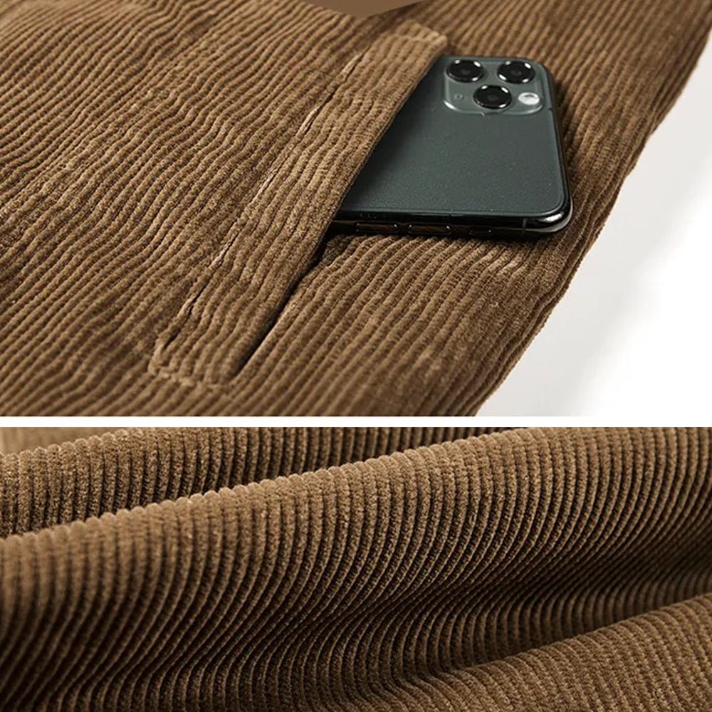 Men Corduroy Short Jacket Warm Loose Parka - Image 7