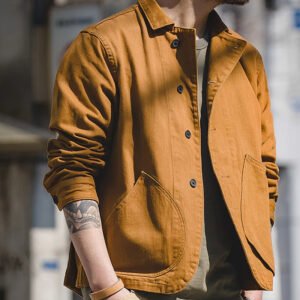 Men Work Wear Cotton Coats Multi Pocket Jacket