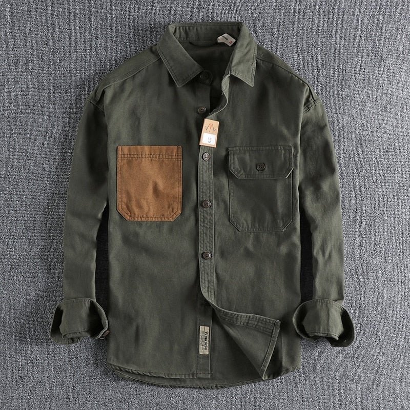 Retro Trend Youth Thin Coat Washed Grain Woven Cotton Shirt - Image 4