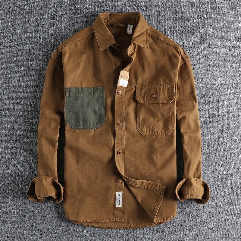 Retro Trend Youth Thin Coat Washed Grain Woven Cotton Shirt - Image 5