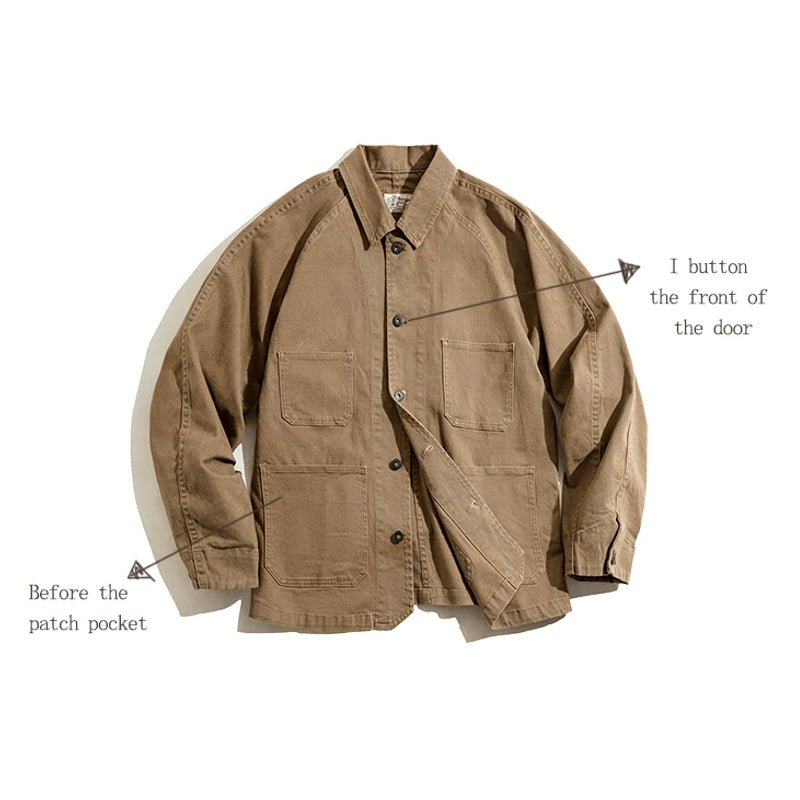 Cotton Solid Chore Coat Paris Buckle Jackets for Men - Image 5
