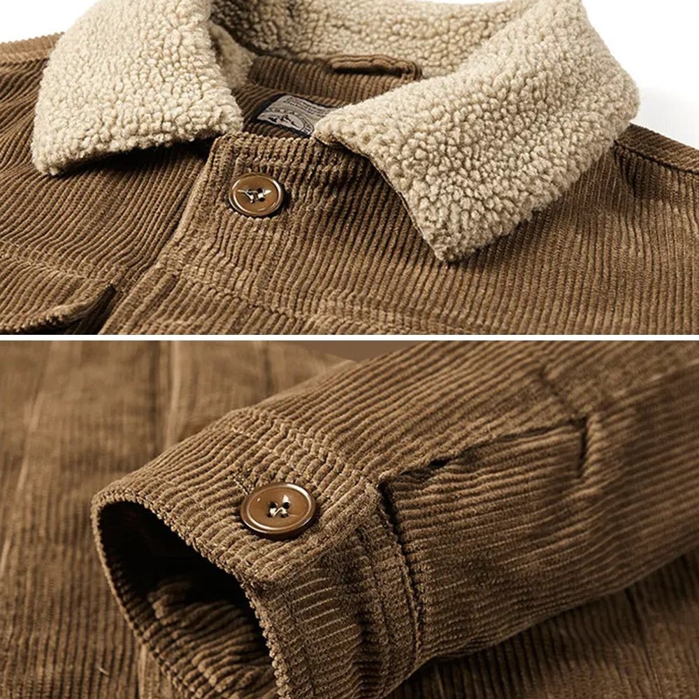 Men Corduroy Short Jacket Warm Loose Parka - Image 8