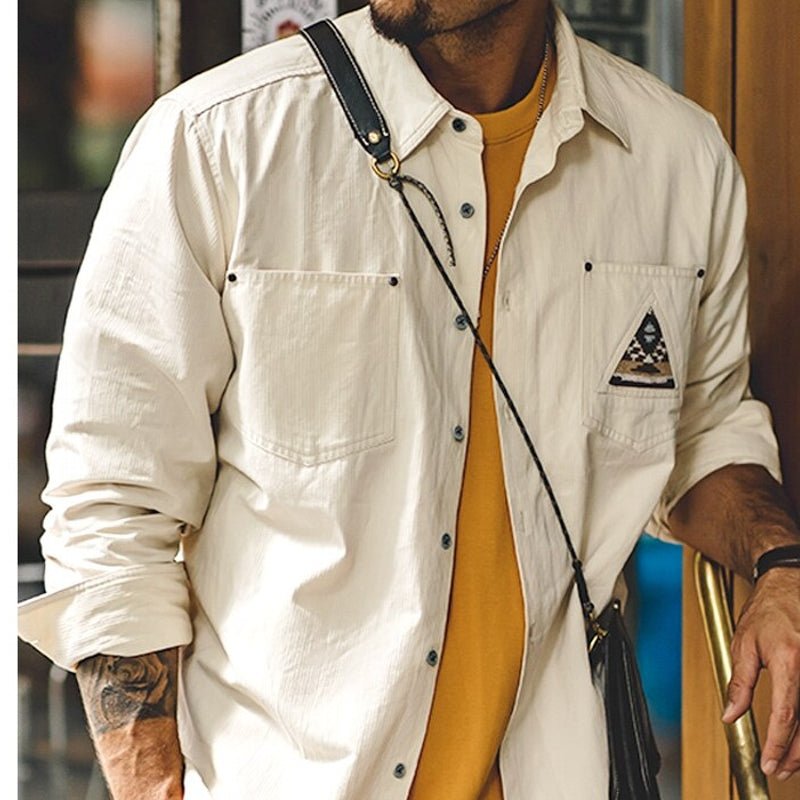 Retro Sleeve Patchwork Pocket Totem Shirt - Image 2