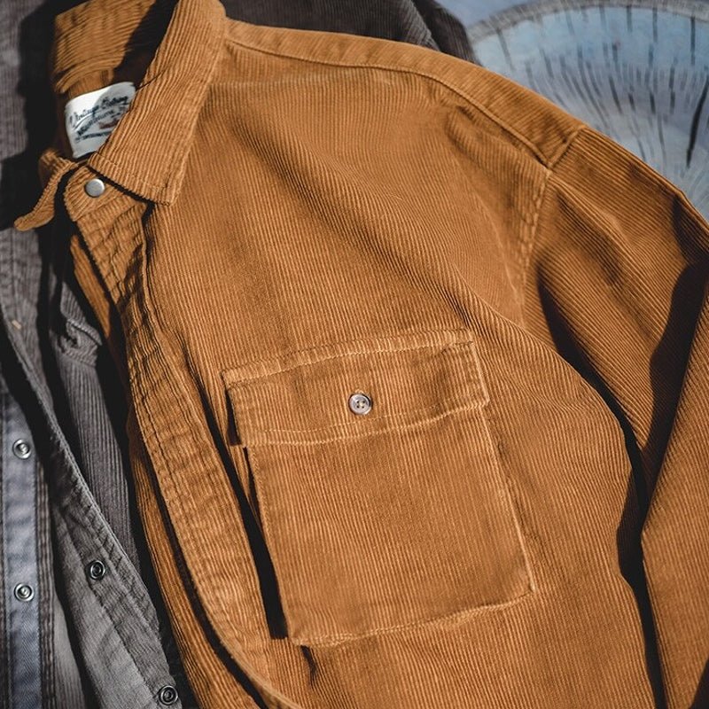 Men Vintage Corduroy Shirt Jacket - Image 2