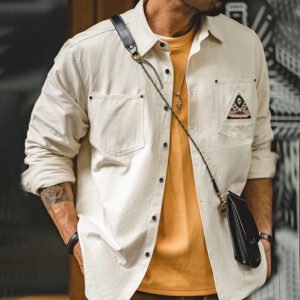 Retro Sleeve Patchwork Pocket Totem Shirt