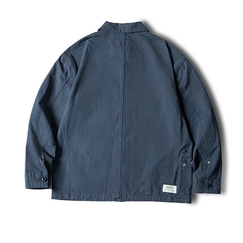 Men Jackets Cotton Navy Blue Washed Coat - Image 9